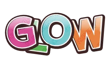"GLOW" Rainbow Outline - deco text template (Pop, Multicolor, 3D)