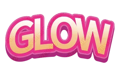 "GLOW" Peach Gradient 3D - deco text template (Pop, 3D, Gloss)