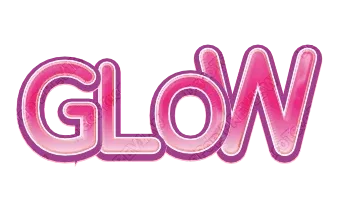 "GLOW" Glossy Pink - deco text template (Cute, 3D, Gradient)