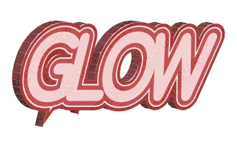 "GLOW" Red Outline 3D - deco text template (Pop, 3D, Pastel)