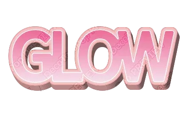 "GLOW" Plump Pink - deco text template (Cute, 3D, Gradient)