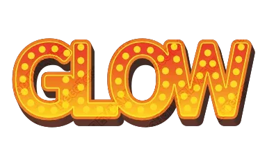 "GLOW" Marquee Sign - deco text template (Retro, Pattern, 3D)