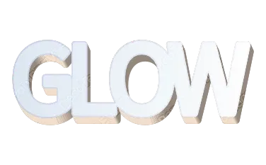 "GLOW" Pure White 3D - deco text template (Pop, 3D, Gradient)
