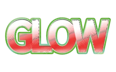 "GLOW" Chrome Green - deco text template (Elegant, Chrome, 3D)
