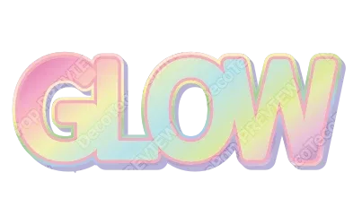 "GLOW" Pastel Rainbow - deco text template (Cute, 3D, Gradient)