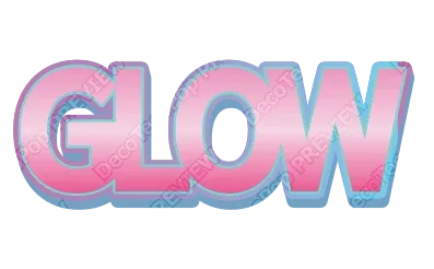 "GLOW" Peach and Sky - deco text template (Cute, 3D, Gradient)