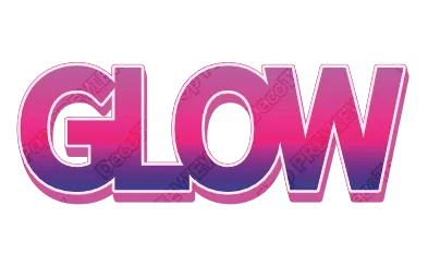 "GLOW" Violet Fade - deco text template (Pop, 3D, Gradient)
