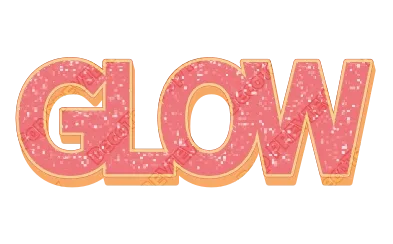 "GLOW" Glitter Coral - deco text template (Cute, Glitter, 3D)