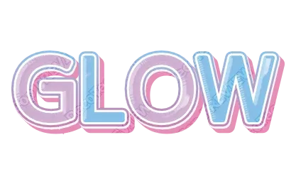 "GLOW" Pastel Multi - deco text template (Cute, Multicolor, 3D)