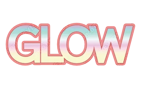 "GLOW" Mint Fade - deco text template (Cute, Layered outline, Gradient)