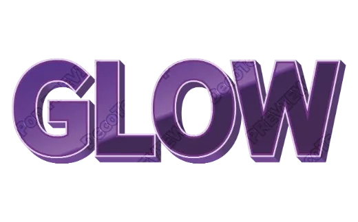 "GLOW" Purple Block - deco text template (Pop, 3D, Gradient)