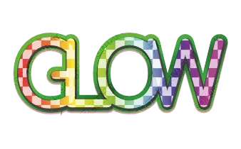 "GLOW" Patchwork Kana - deco text template (Cute, Pattern, Gradient)
