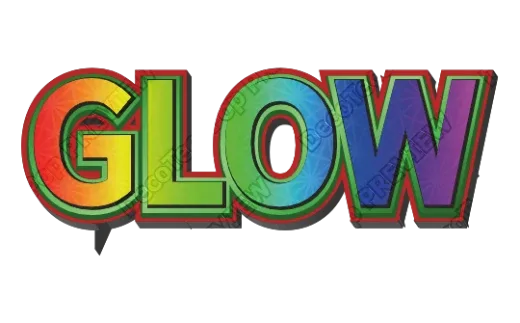 "GLOW" Rainbow Layers - deco text template (Pop, Pattern, Layered outline)