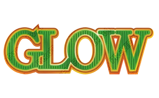 "GLOW" Striped Green - deco text template (Retro, Pattern, Layered outline)