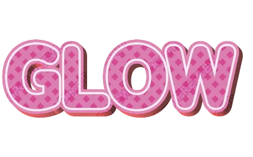 "GLOW" Diamond Pink - deco text template (Cute, Pattern, 3D)