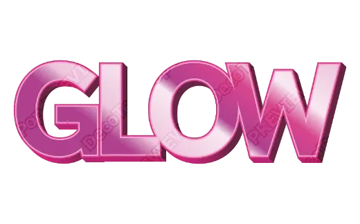 "GLOW" Glossy Magenta - deco text template (Cute, 3D, Gradient)