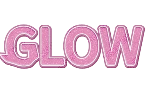 "GLOW" Glitter Pink - deco text template (Cute, Glitter, 3D)