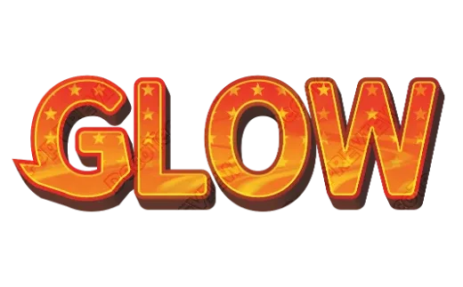 "GLOW" Starry Marquee - deco text template (Retro, Pattern, 3D)