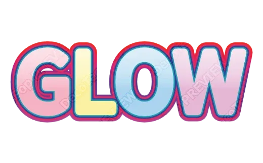"GLOW" Pastel Pop - deco text template (Cute, Multicolor, Layered outline)
