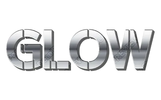 "GLOW" Silver Chrome - deco text template (Elegant, Chrome, 3D)