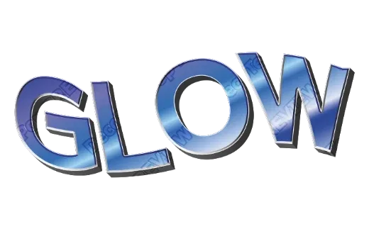 "GLOW" Blue Metal - deco text template (Pop, 3D, Gradient)