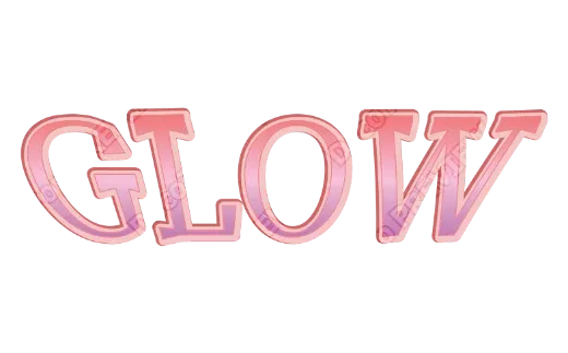 "GLOW" Soft Peach Layers - deco text template (Cute, Layered outline, Gradient)