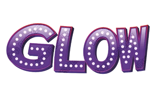 "GLOW" Purple Marquee - deco text template (Retro, Pattern, 3D)