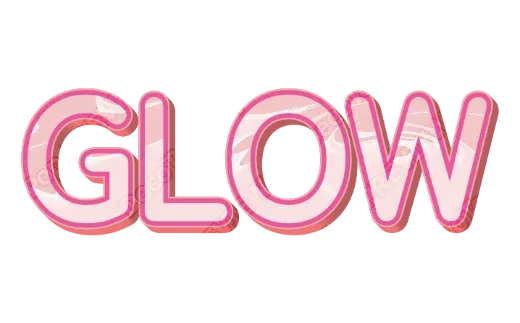 "GLOW" Peach Gloss - deco text template (Cute, 3D, Pastel)