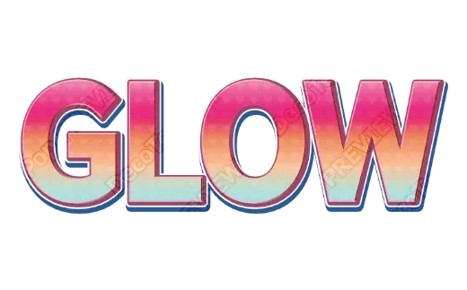 "GLOW" Sunset Gradient - deco text template (Pop, Pattern, 3D)