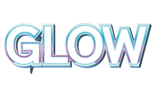 "GLOW" Aqua Outline 3D - deco text template (Cute, 3D, White)