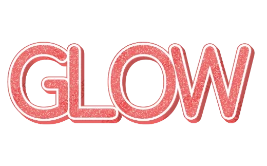 "GLOW" Coral Grain - deco text template (Pop, Glitter, 3D)