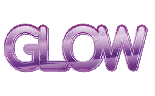 "GLOW" Purple Gloss 3D - deco text template (Pop, Layered outline, 3D)