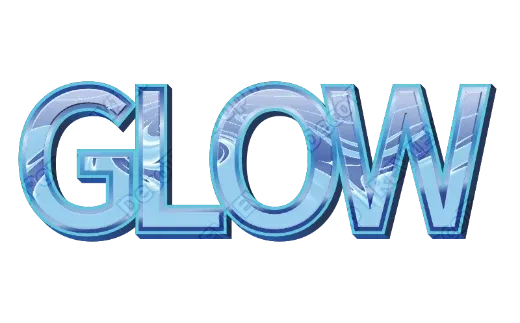 "GLOW" Aqua Marble - deco text template (Pop, Chrome, 3D)