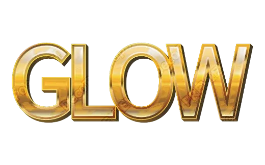 "GLOW" Champagne Gold - deco text template (Elegant, Gold, 3D)