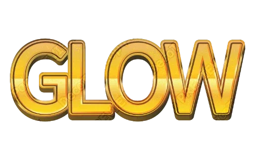 "GLOW" Amber Gold - deco text template (Elegant, Glitter, Layered outline)