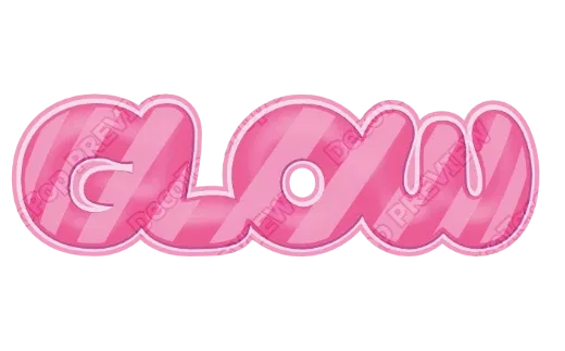 "GLOW" Pink Stripe Gummy - deco text template (Cute, Pattern, Layered outline)