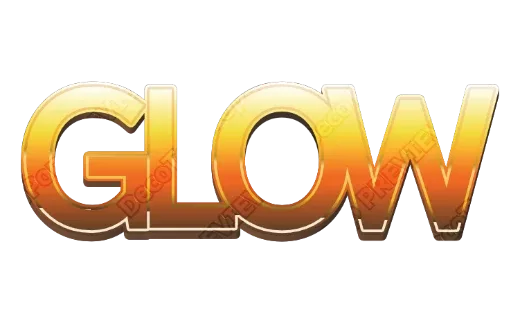 "GLOW" Caramel Orange - deco text template (Pop, 3D, Gradient)
