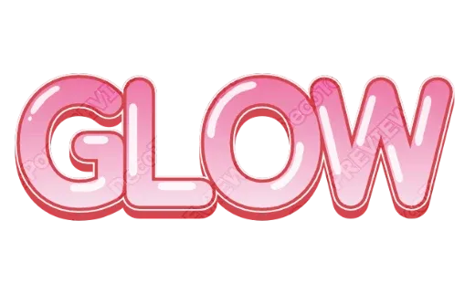 "GLOW" Balloon Pink - deco text template (Cute, 3D, Gloss)