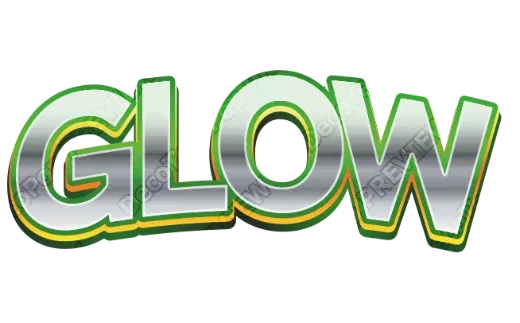 "GLOW" Silver Green Trim - deco text template (Pop, Gloss, Warped)