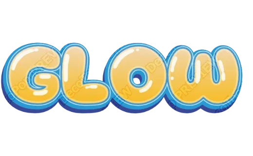 "GLOW" Yellow Blue Trim - deco text template (Pop, Layered outline, 3D)