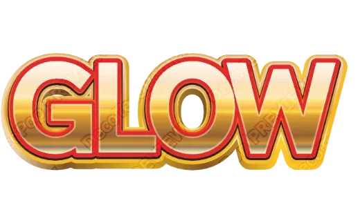 "GLOW" Gold Red Trim - deco text template (Pop, Layered outline, Gloss)