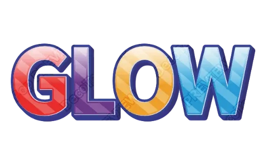 "GLOW" Multicolor Stripes - deco text template (Pop, Pattern, Multicolor)