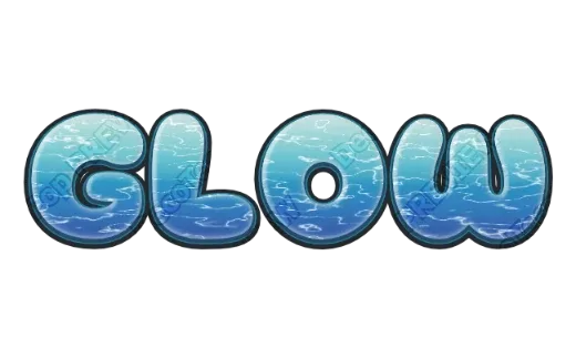 "GLOW" Water Blue - deco text template (Pop, Gloss, Gradient)