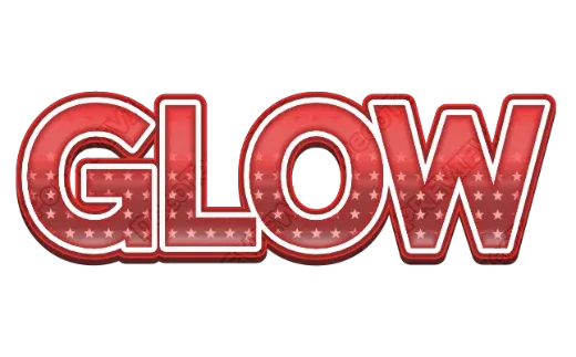 "GLOW" Red Stars - deco text template (Pop, Pattern, 3D)