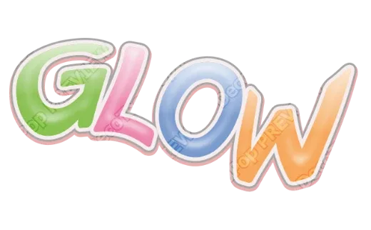 "GLOW" Wavy Multicolor - deco text template (Cute, Multicolor, Gloss)