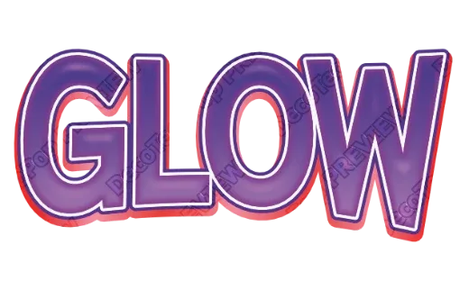 "GLOW" Purple Neon - deco text template (Pop, Gloss, Gradient)