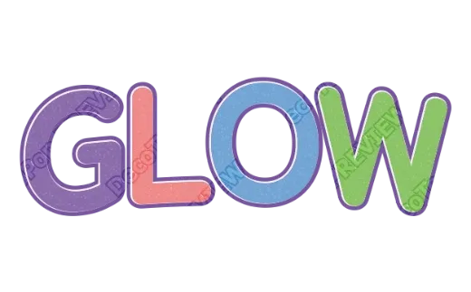 "GLOW" Pastel Four - deco text template (Cute, Glitter, Multicolor)