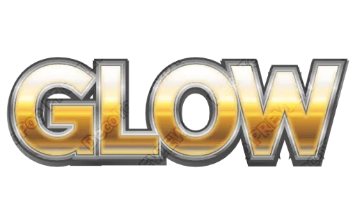 "GLOW" Gold Metal - deco text template (Pop, Gloss, Yellow)